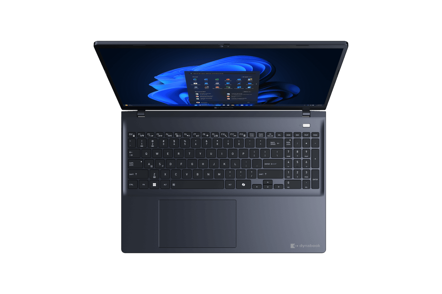 Dynabook Tecra A60-M 16-inch Dark Metallic Blue enterprise laptop sitting on a corporate desk