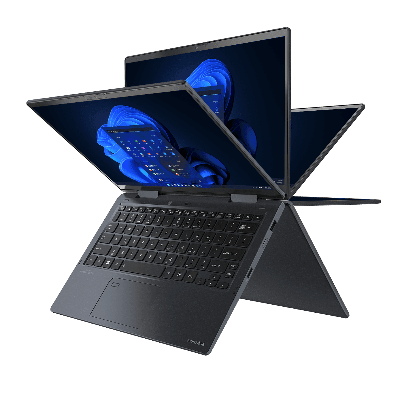 Ultra-slim side profile showing dual Thunderbolt 4 USB-C and HDMI ports on Dynabook Portégé X30W-M